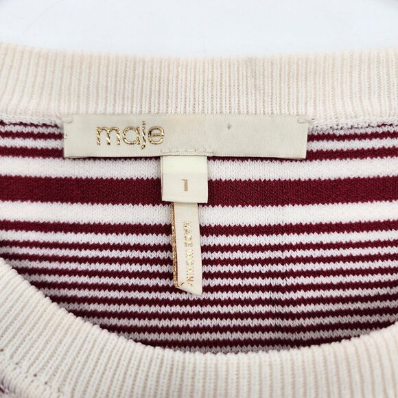 MAJE Marco Floral Embroidered Heart Striped Crewneck Sweater - Picture 6 of 7